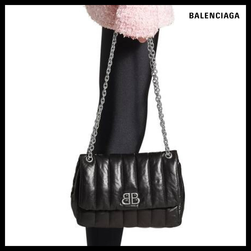 【BALENCIAGA】Monaco mini quilted bag black