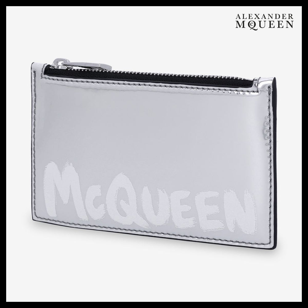 【ALEXANDER MCQUEEN】Zip coin card holder silver