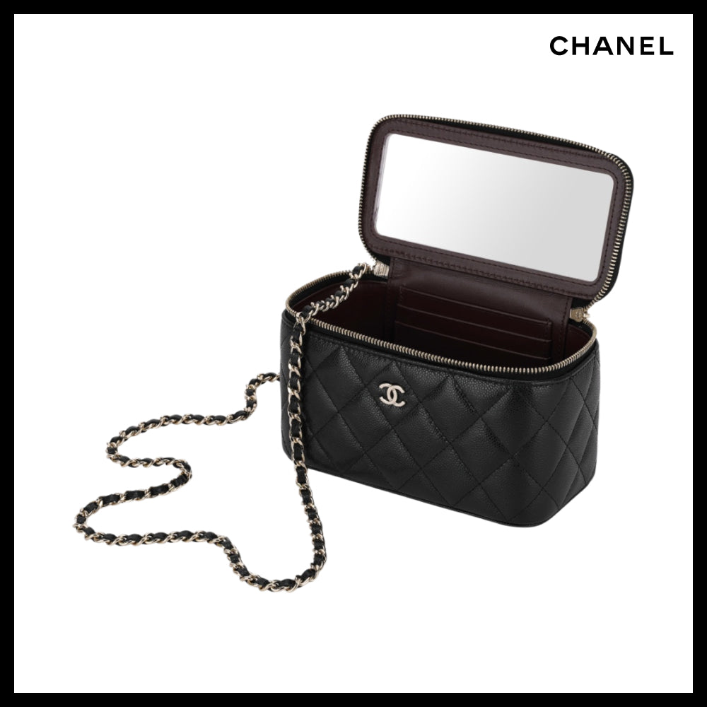 【CHANEL】Small Classic Vanity with Chain Grained Calfskin