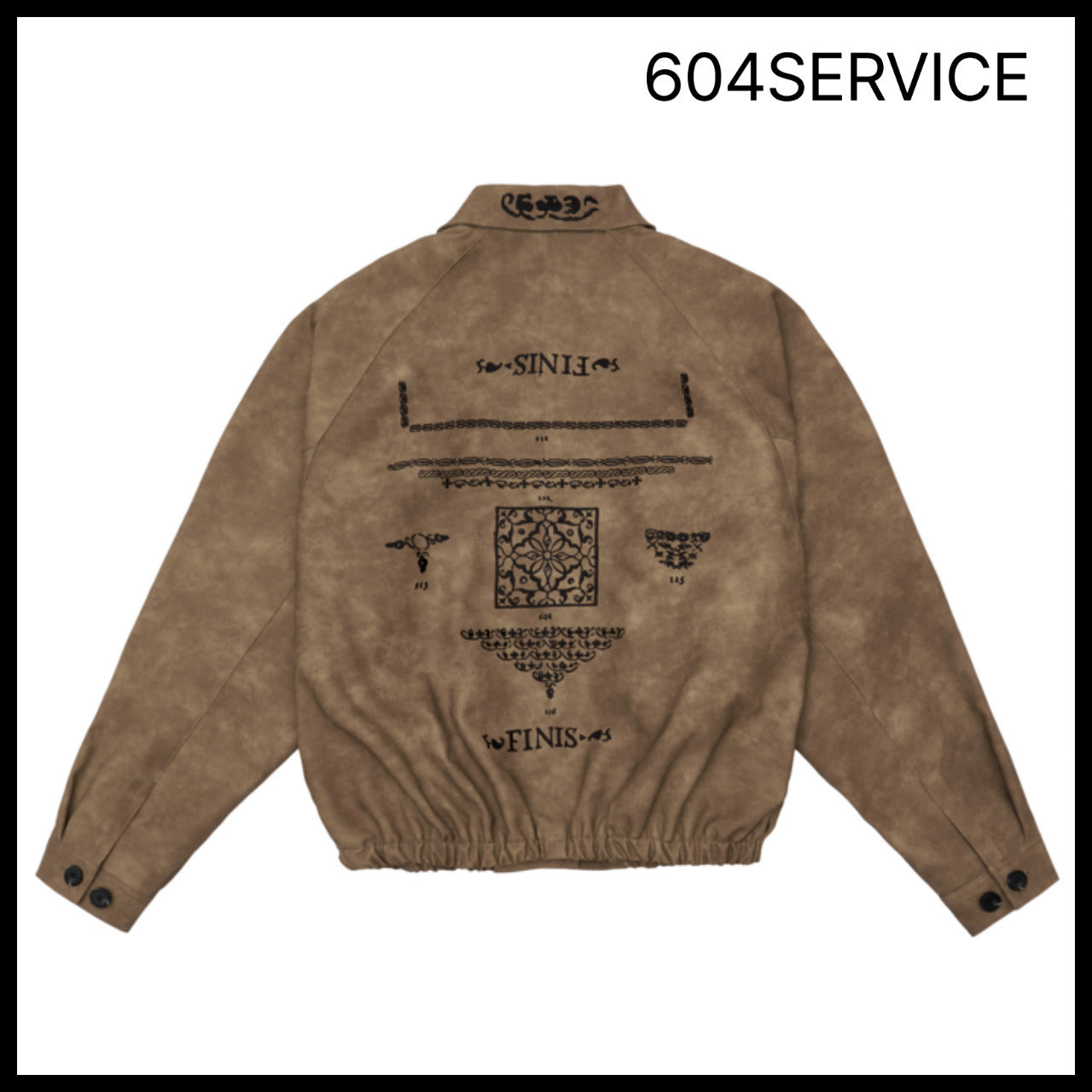 【604service】EMBROIDERED LEATHER JACKET IN BROWN
