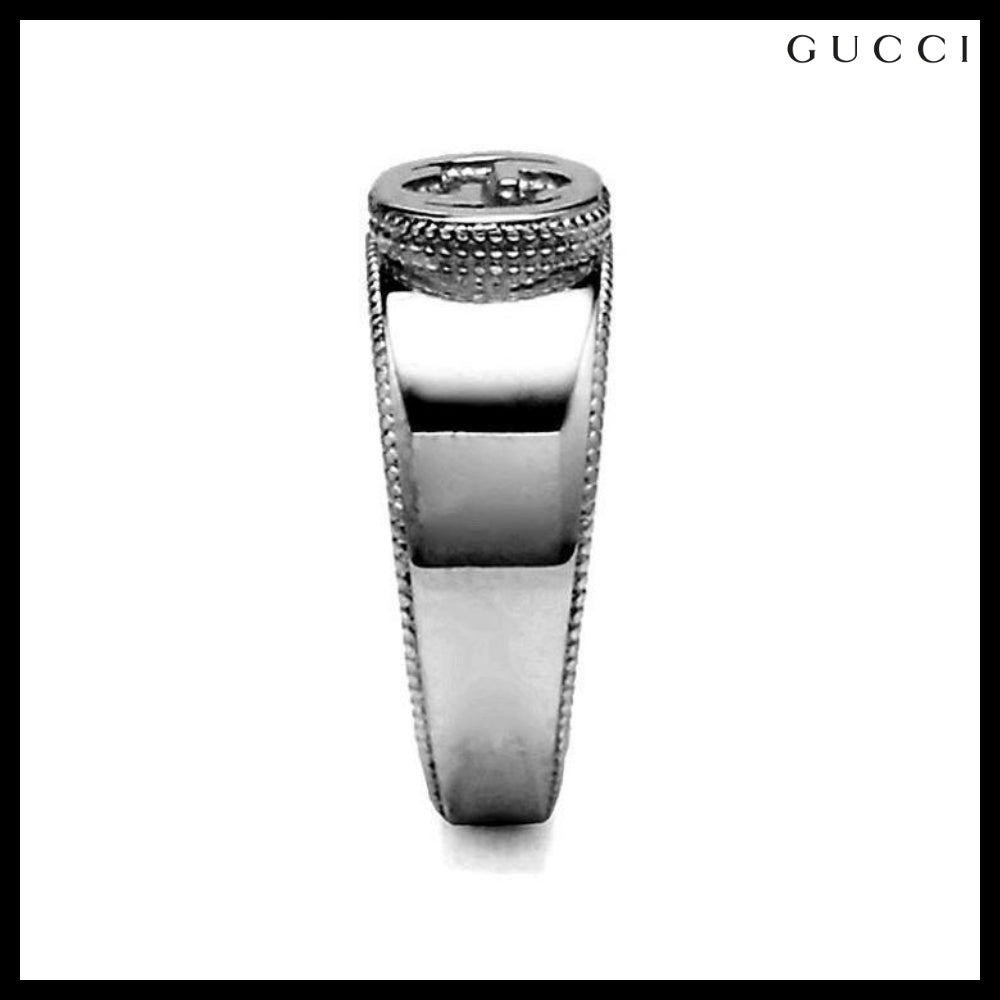 【GUCCI】Interlocking Emblem Silver Ring Silver