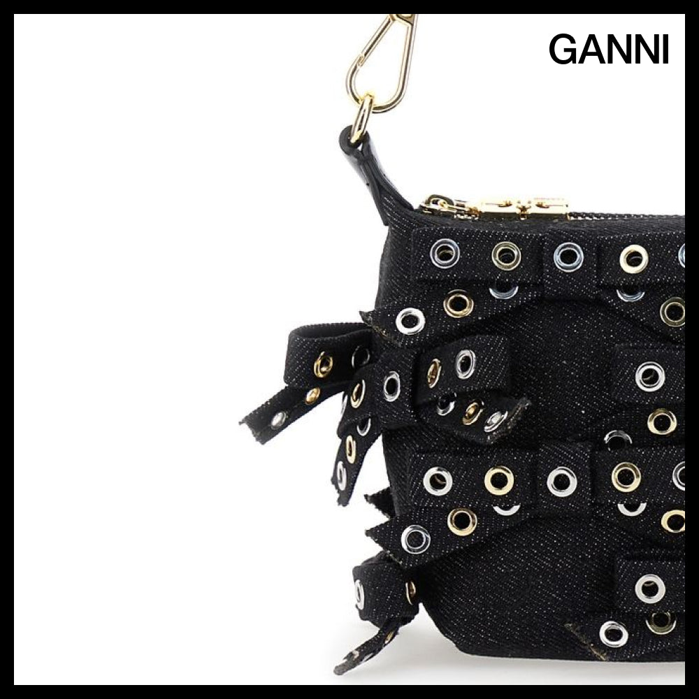 【Ganni】BUTTERFLY アイレットボウデニムショルダーバッグ