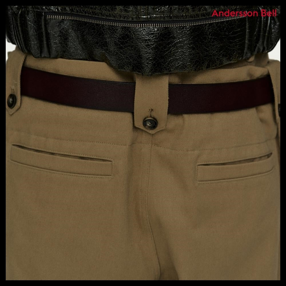 【ANDERSSON BELL】Double Waistband Wide-Leg Trousers Beige