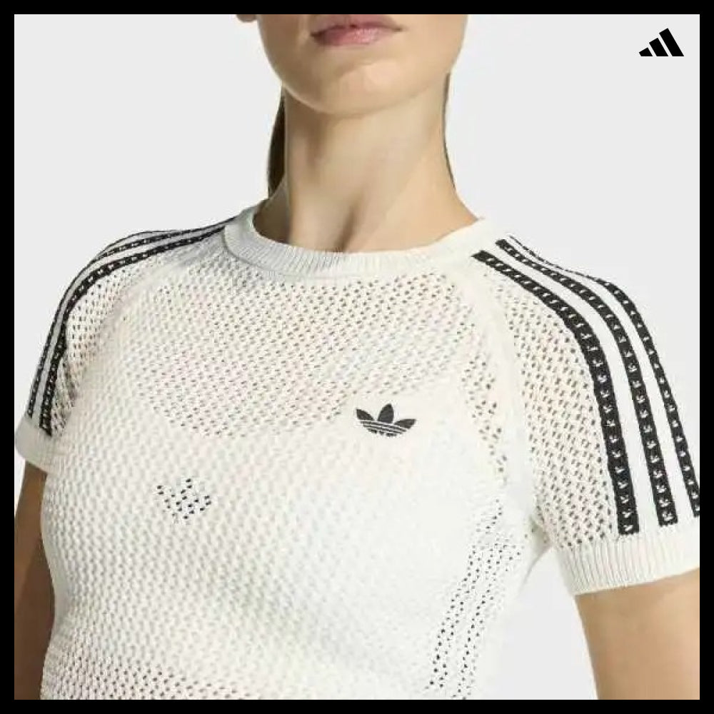 【ADIDAS 】Knit Crochet Cali T-Shirt White