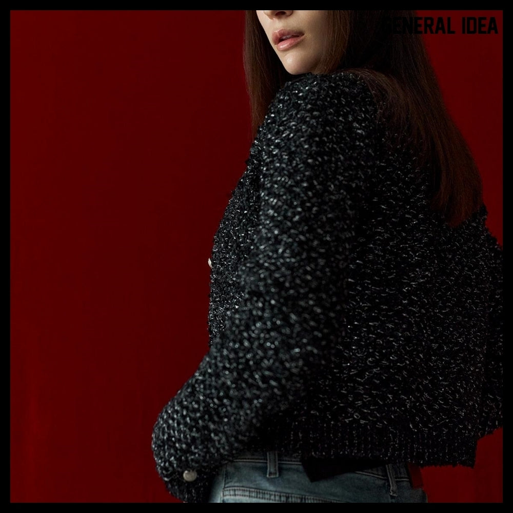 【GENERAL IDEA】Boucle Tweed Knit Jacket BLACK