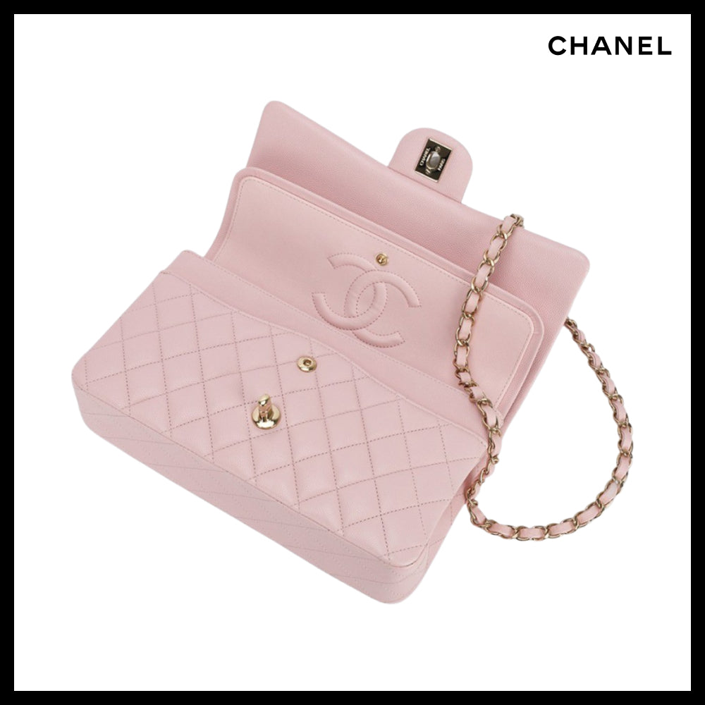 【CHANEL】Medium Classic Handbag Grained Shiny Calfskin