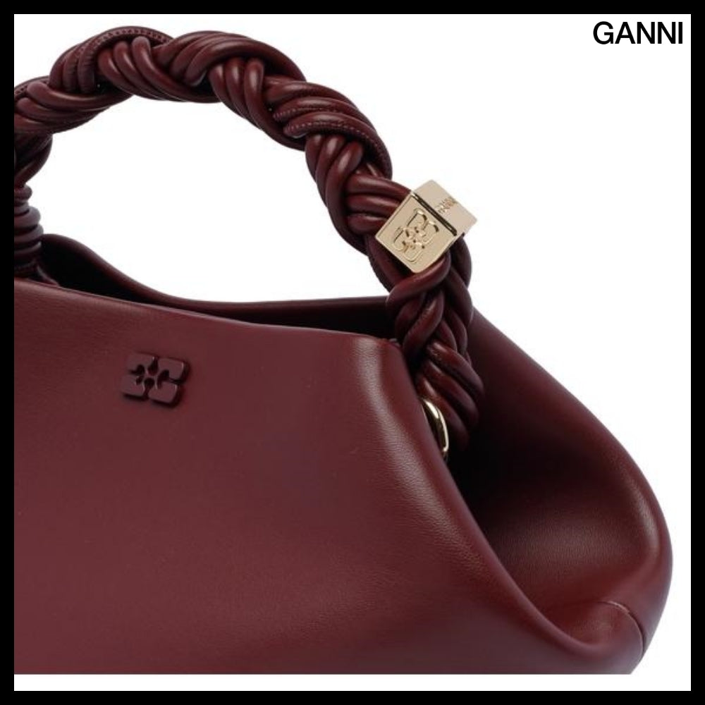 【GANNI】Burgundy Leather Shoulder Bag