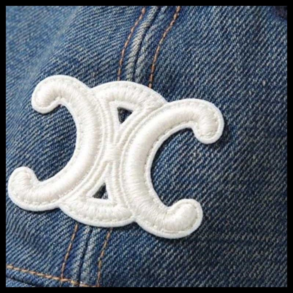 【CELINE】Triomphe Denim Ball Cap Blue Unisex