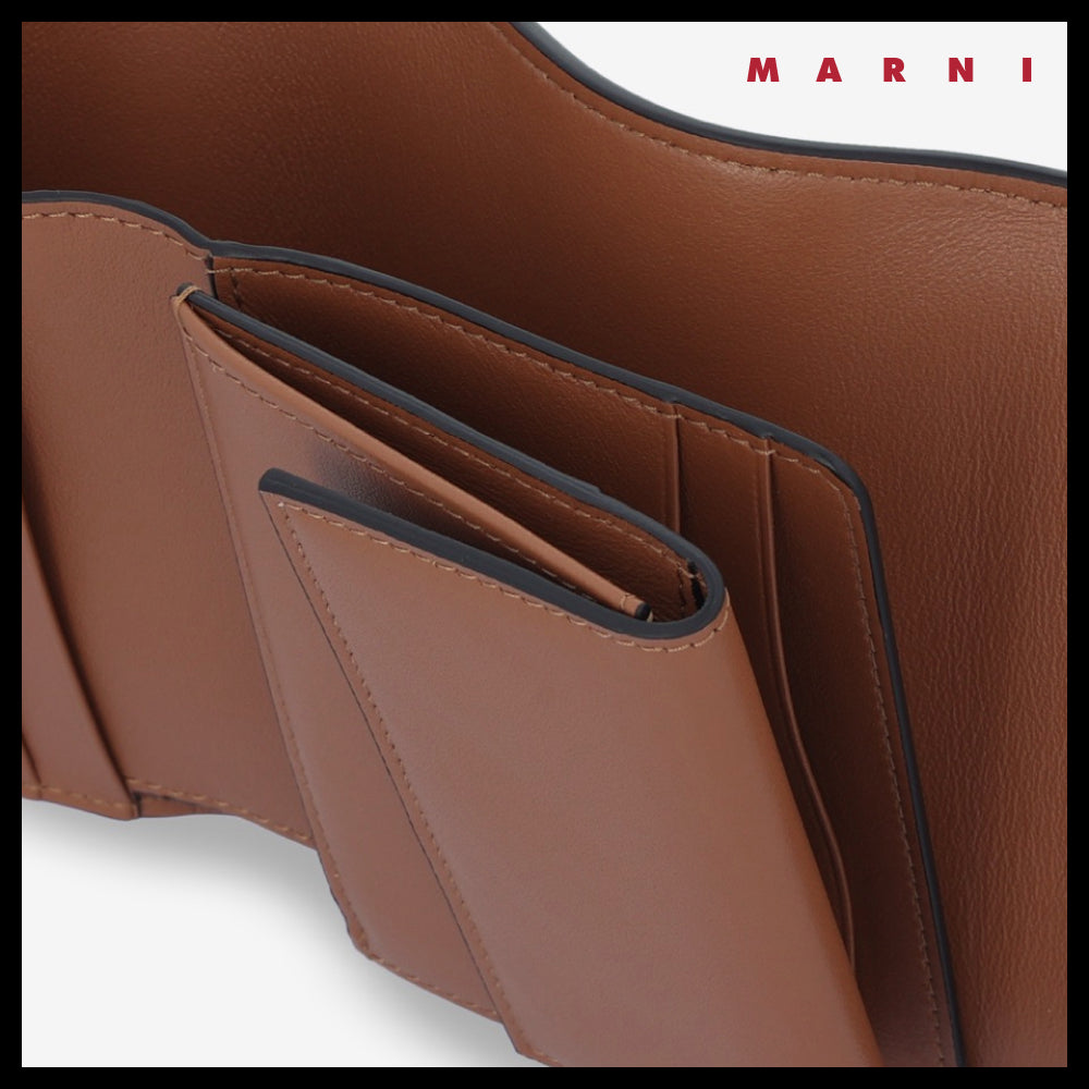 【MARNI】Logo envelope tripod money clip wallet cinnamon