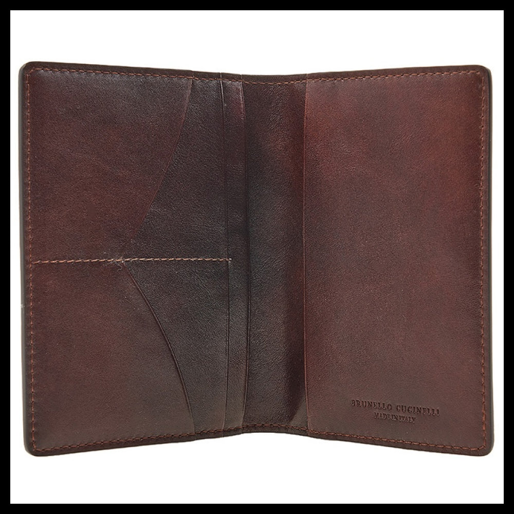 【Brunello Cucinelli】Men's Logo Debossed Card Wallet Quiet