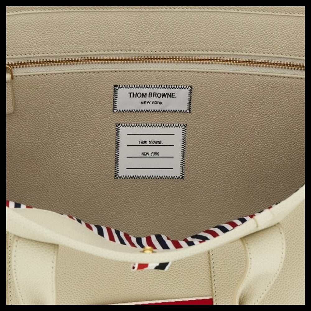 【THOM BROWNE】Ivory Structured Tote Bag