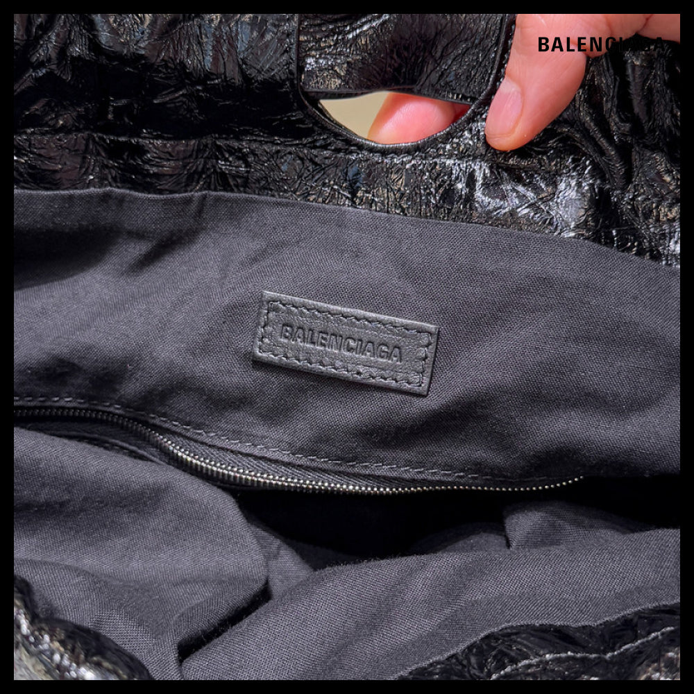 【BALENCIAGA】Crush Tote Bag M Black