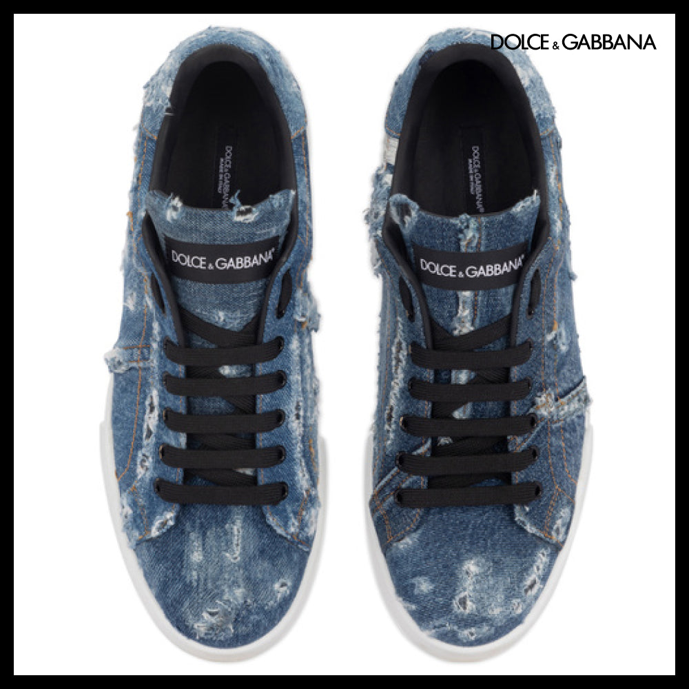 【Dolce & Gabbana】DENIM PATCHWORK PORTOFINO SNEAKERS