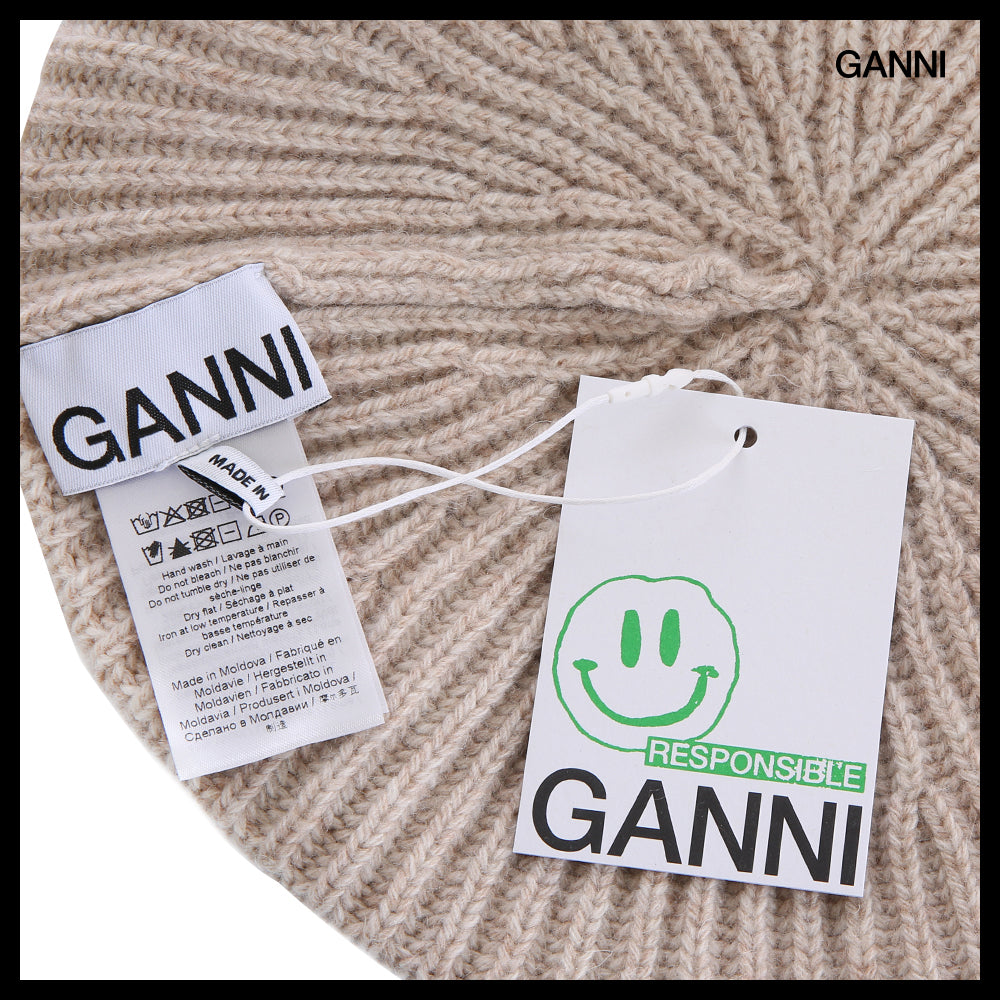 【Ganni】Wool Knit Sand Beret