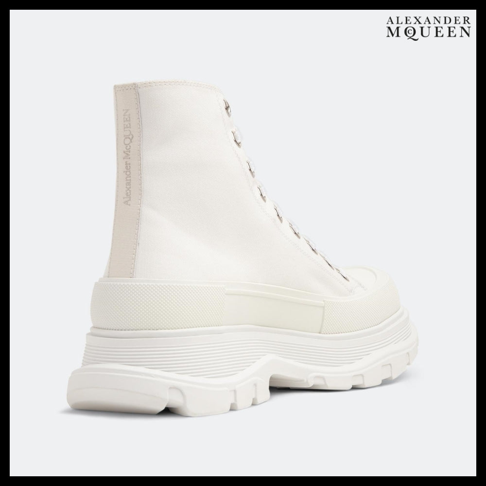 【Alexander Mcqueen】Tread Slick Boots White Canvas