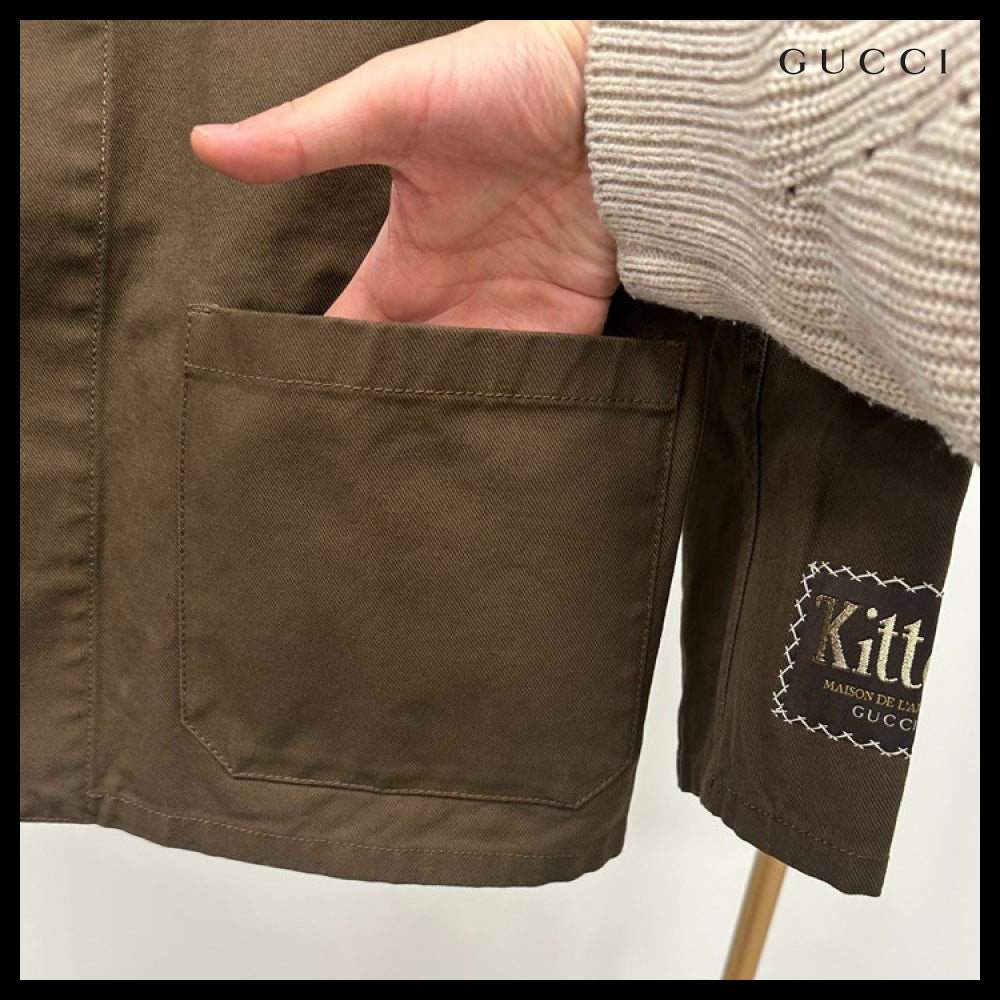【GUCCI】Interlocking G Horsebit Label Patch Cotton Jacket