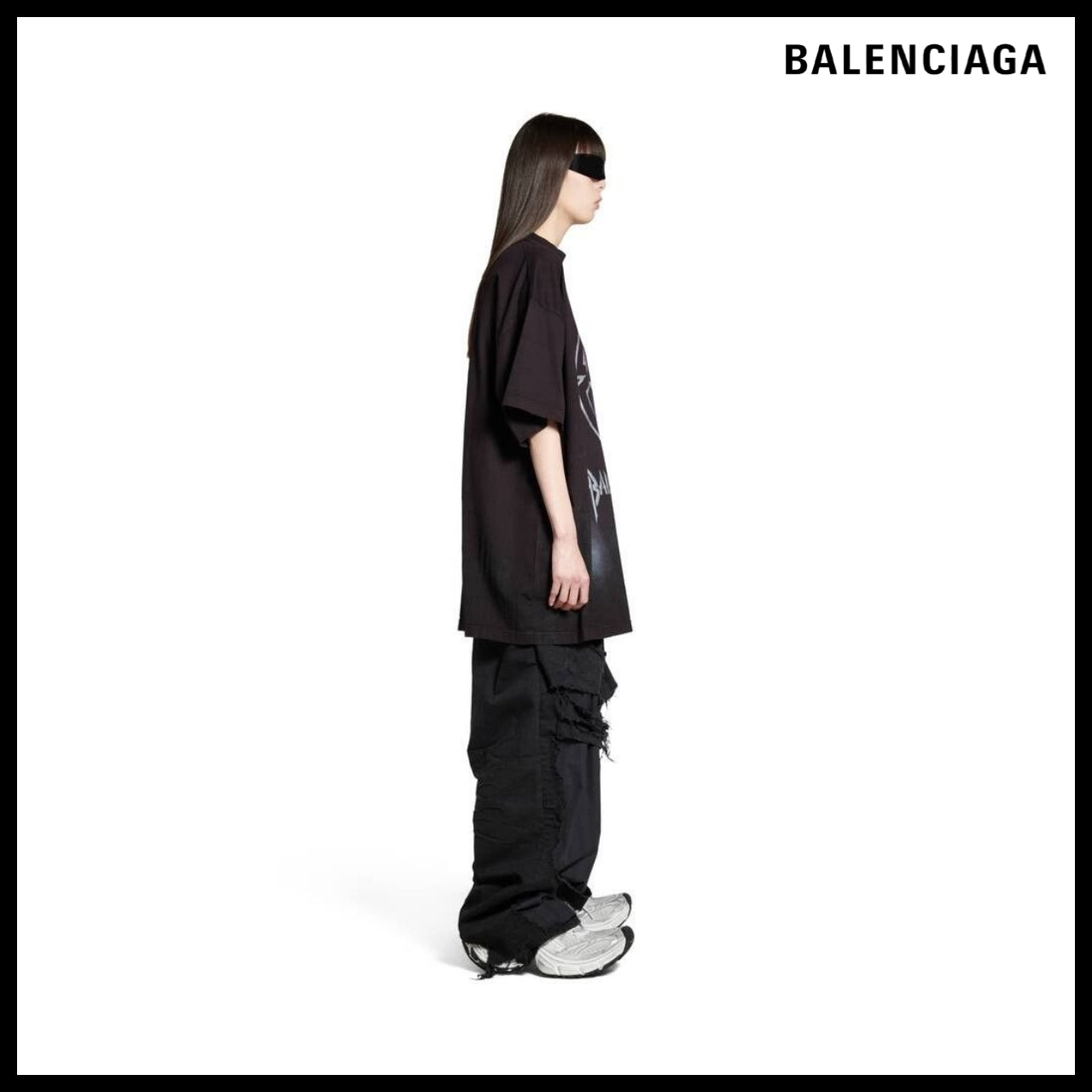 【BALENCIAGA】Dup Metal BB Stencil T-Shirt Small Fit Black