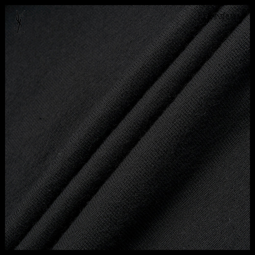 【Saint Laurent】ロゴ リブ ゴーシュ フーディー ブラック