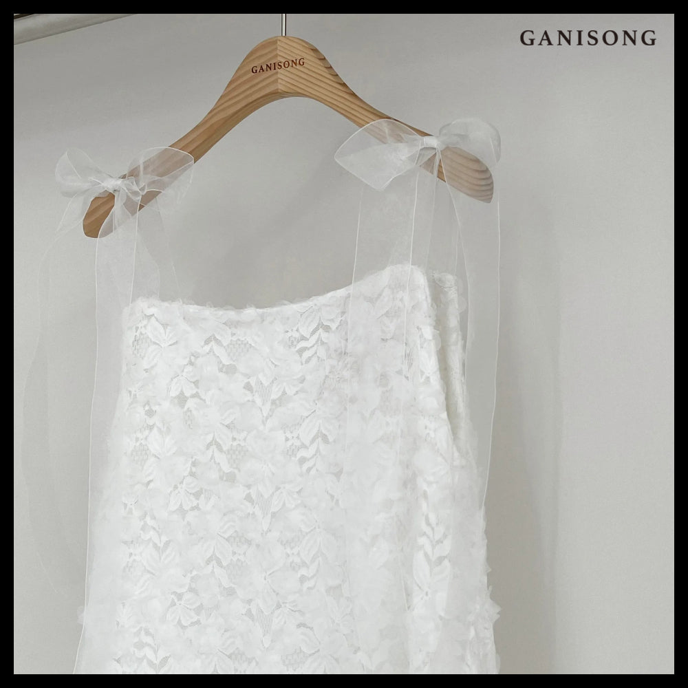 【GANISONG】Bridal Rosy Blossom Dress White