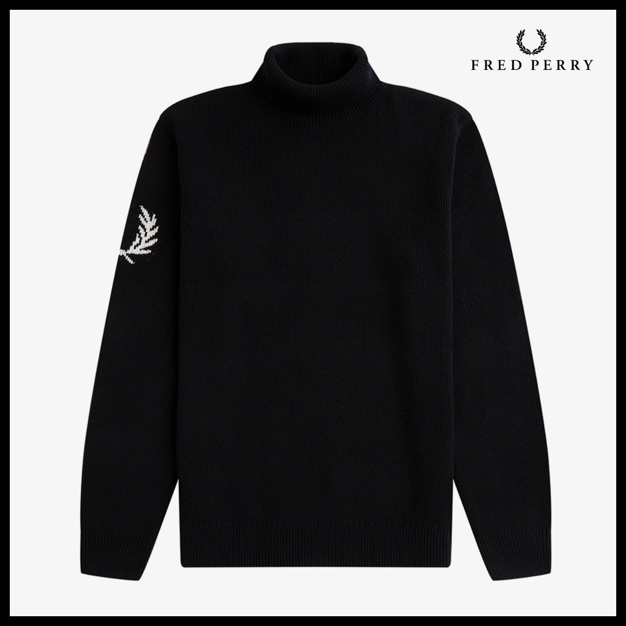 【FRED PERRY】Laurel Wreath Roll Neck Knit Black