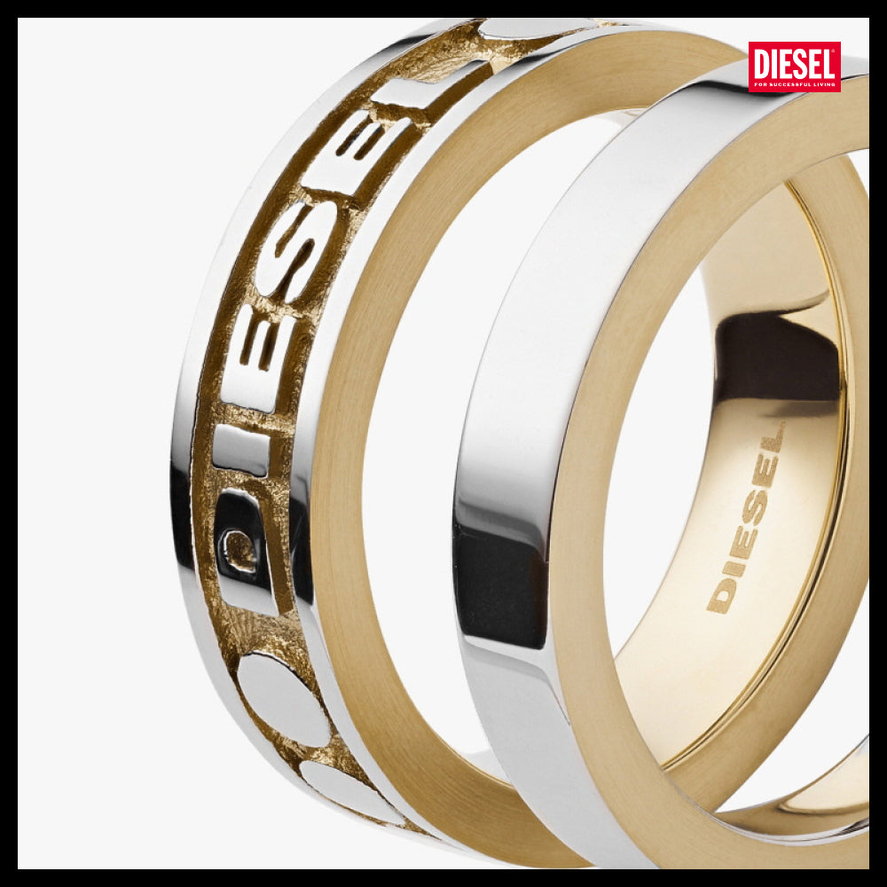 【DIESEL】Silver and Gold Two-Tone Set Ring