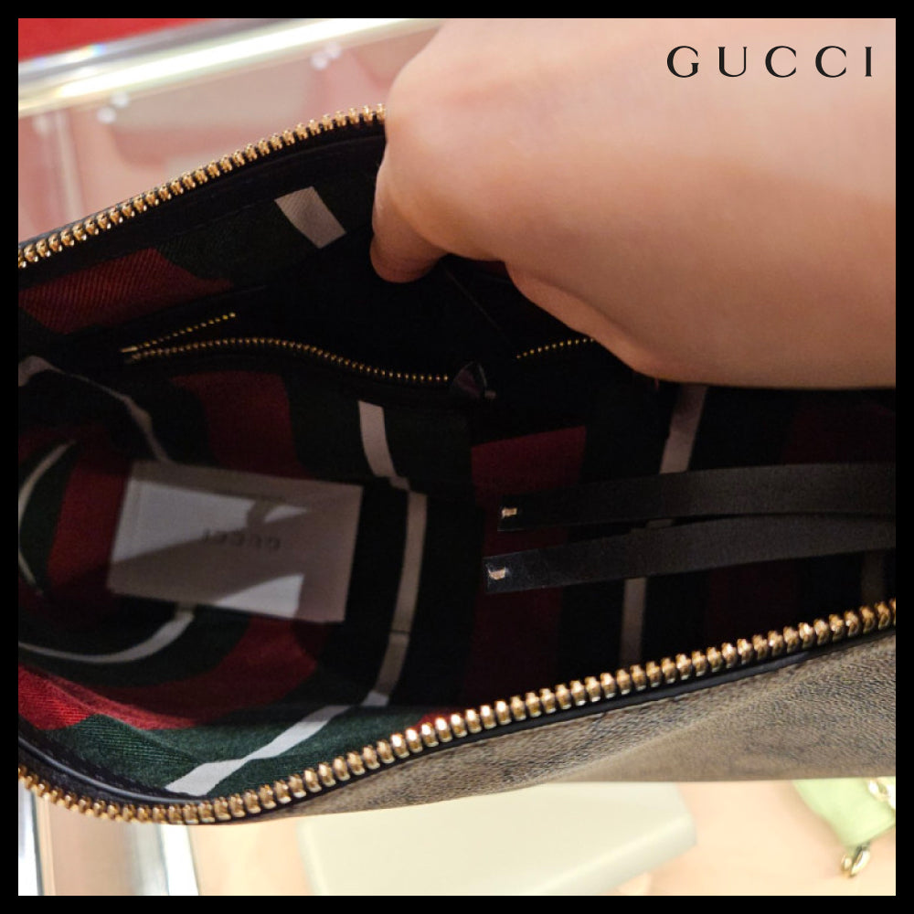 【GUCCI】GG emblem icon canvas large shoulder bag beigeebony
