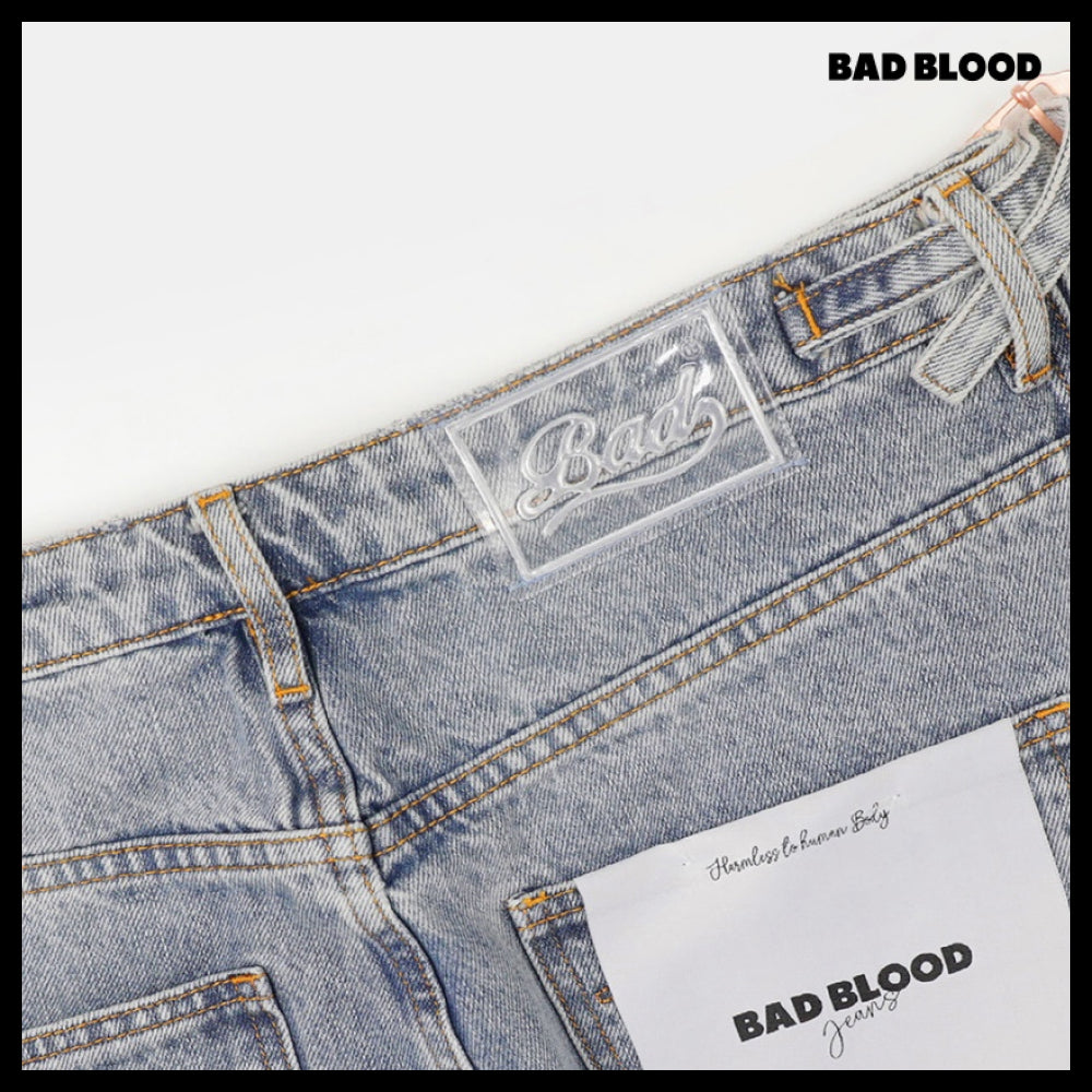 【BADBLOOD】Charlie Barrel Jeans - Light Blue