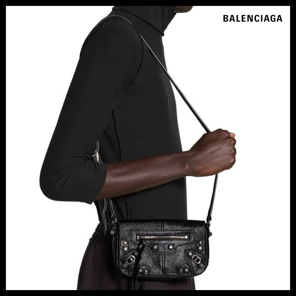 【BALENCIAGA】Le Cagole mini flap bag black Arena lambskin