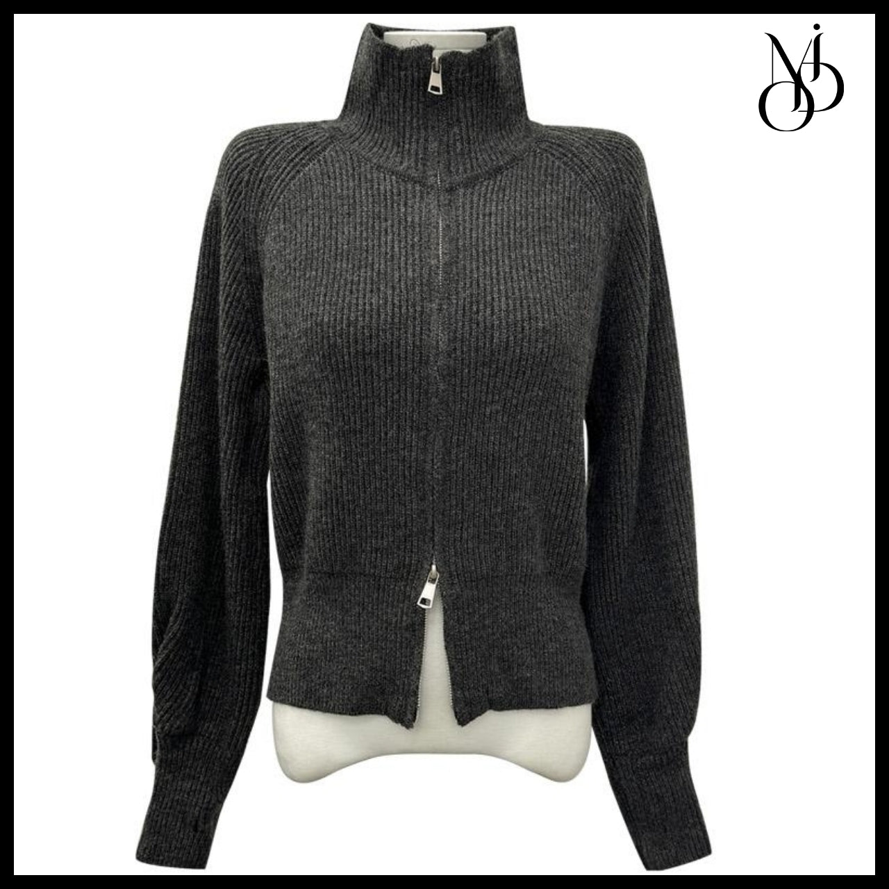 【MODIMOOD】Turtleneck Two-Way Pintuck Sleeve Knit Zip-Up