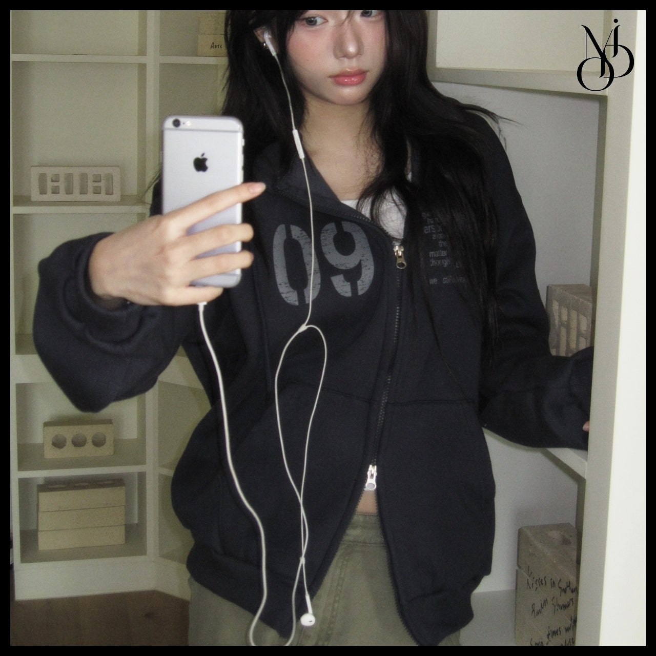 【MODIMOOD】Older Lettering Hoodie Zip-Up 3 Colors