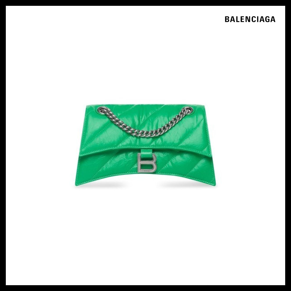 【BALENCIAGA】Crush Small Chain Bag Quilted Green