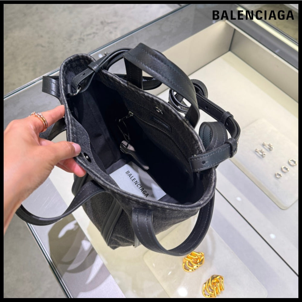 【BALENCIAGA 】Everyday XS Washed Denim Tote Shoulder Bag