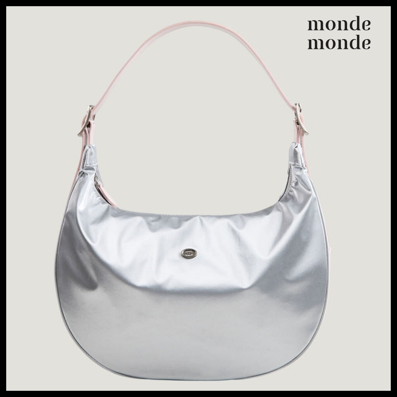 【monde monde】Classic Button Half Moon Nylon Bag (2 Colors)