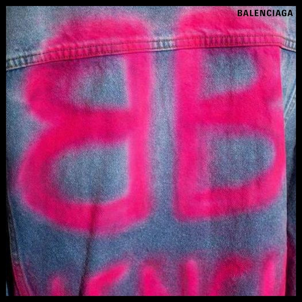 【BALENCIAGA】Back Graffiti Logo Denim Jacket