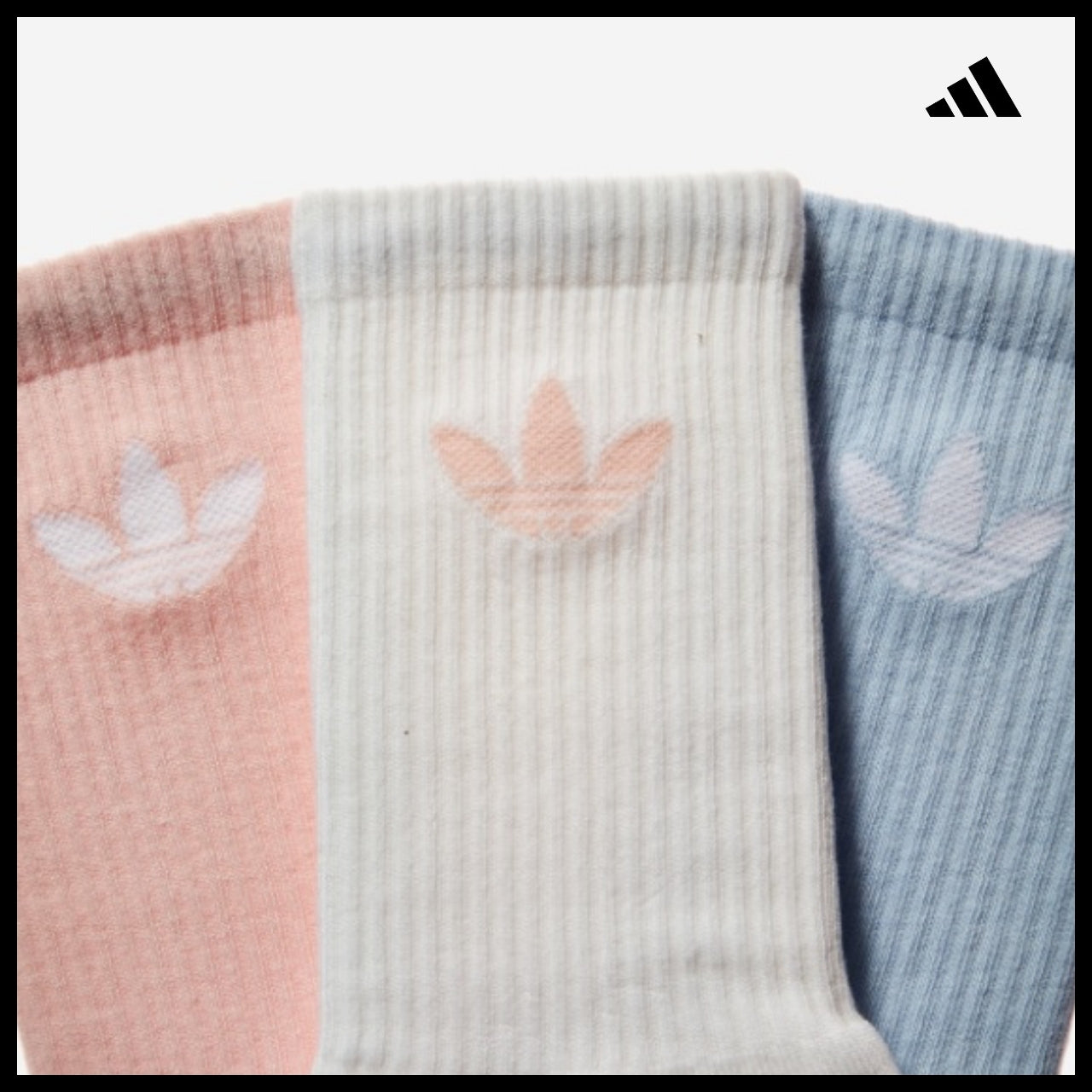 【ADIDAS】 Trefoil Cushioned Crew Socks 3 Pairs Sports Daily