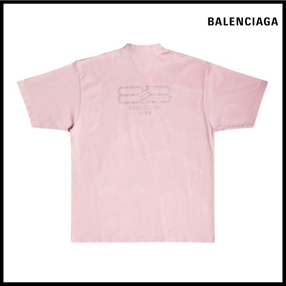 【BALENCIAGA】BB Paris Strass Medium Fit T-Shirt Pink