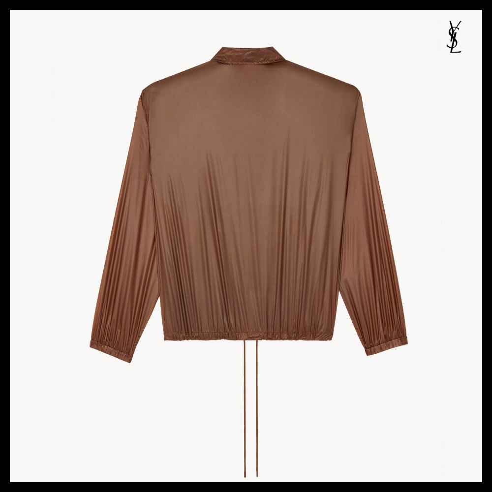 【Saint Laurent】Nylon Broad Shoulder Windbreaker COGNAC