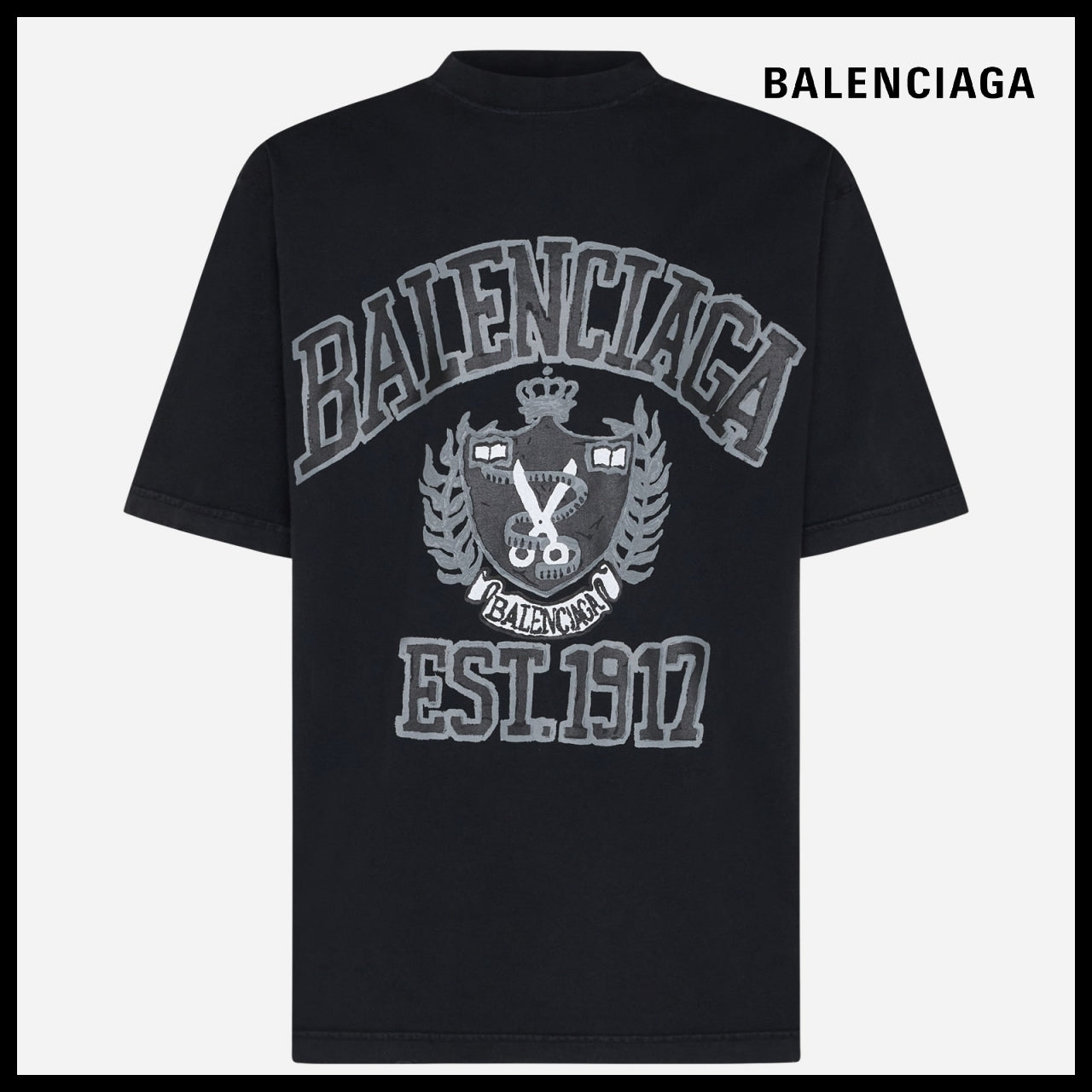 【BALENCIAGA】DIY College Medium Fit T-Shirt Black