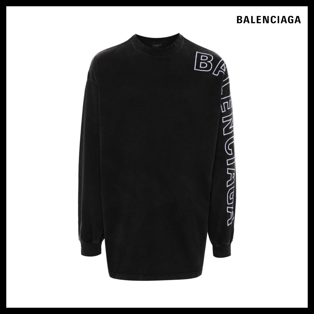 【BALENCIAGA】Outline Long Sleeve T-Shirt Oversized Black