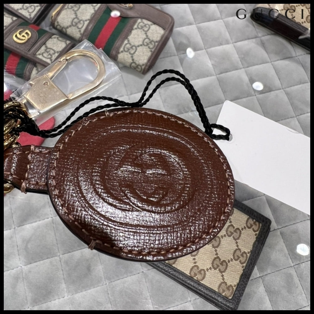 【GUCCI】AirTag Holder Key Ring Beige Ebony