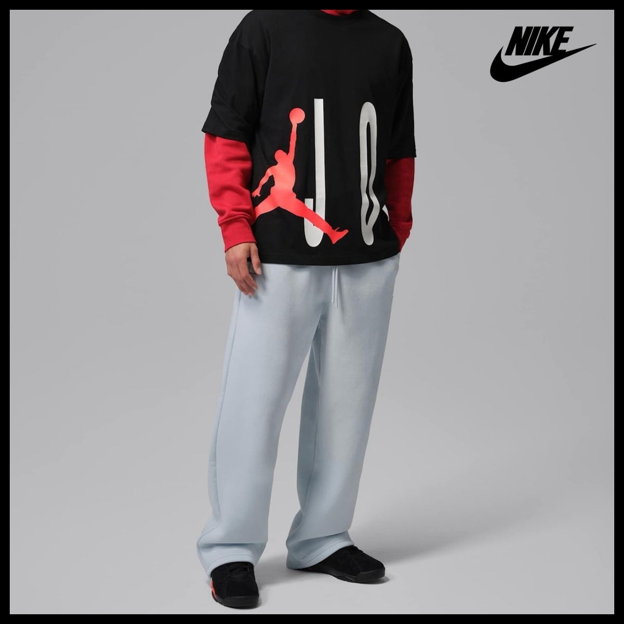 【NIKE】Brooklyn Fleece Oversized Open Hem Pants M Aura