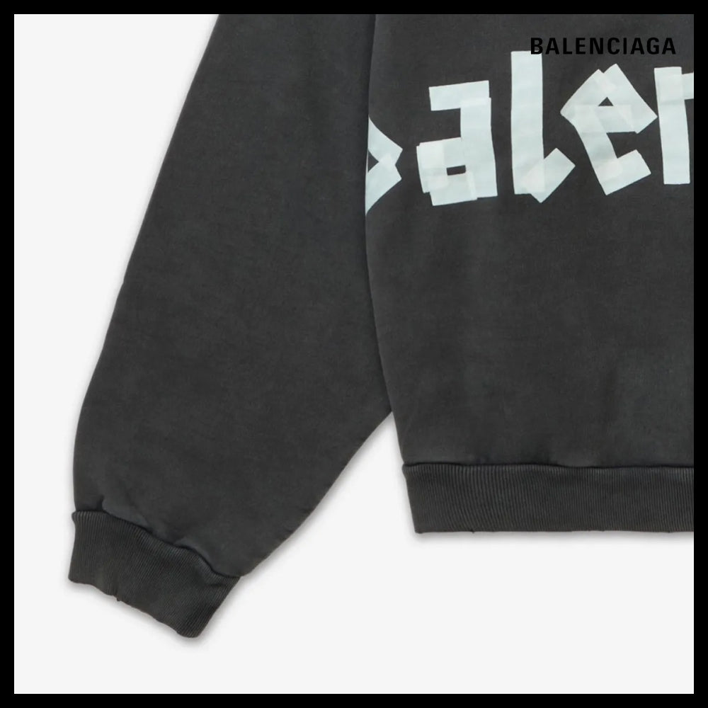 【BALENCIAGA】Ribbed Pocket Hoodie - Faded Black