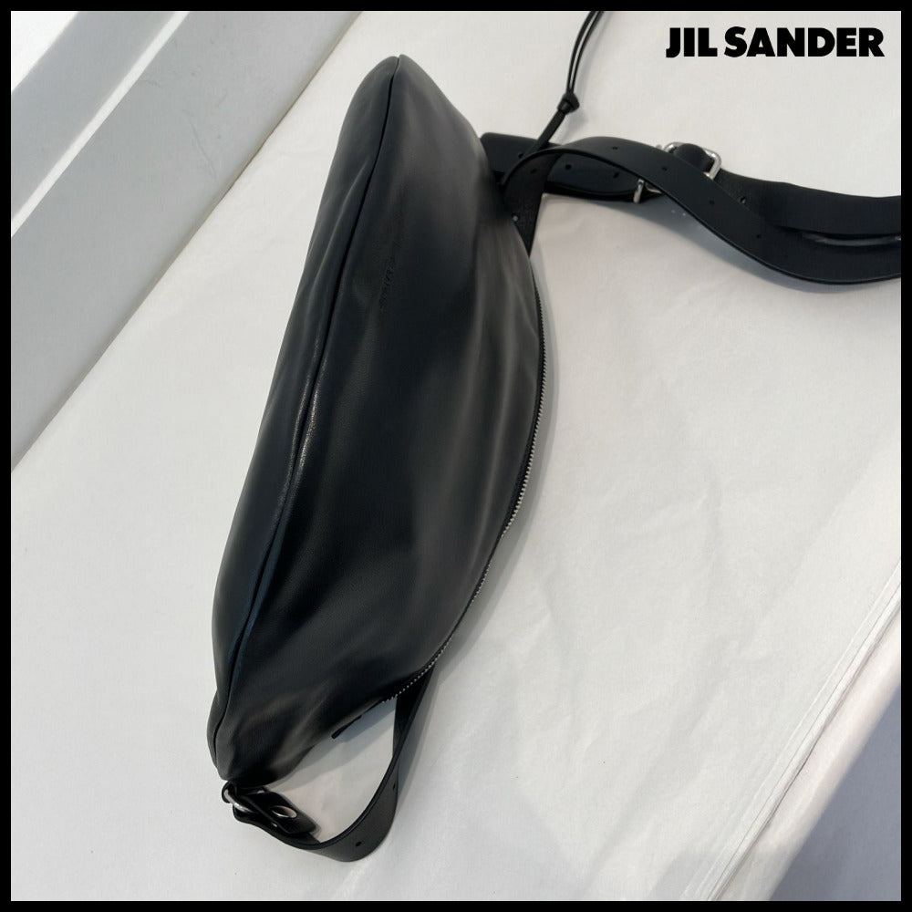 【JIL SANDER】Waist Bag Large Black Leather Bag