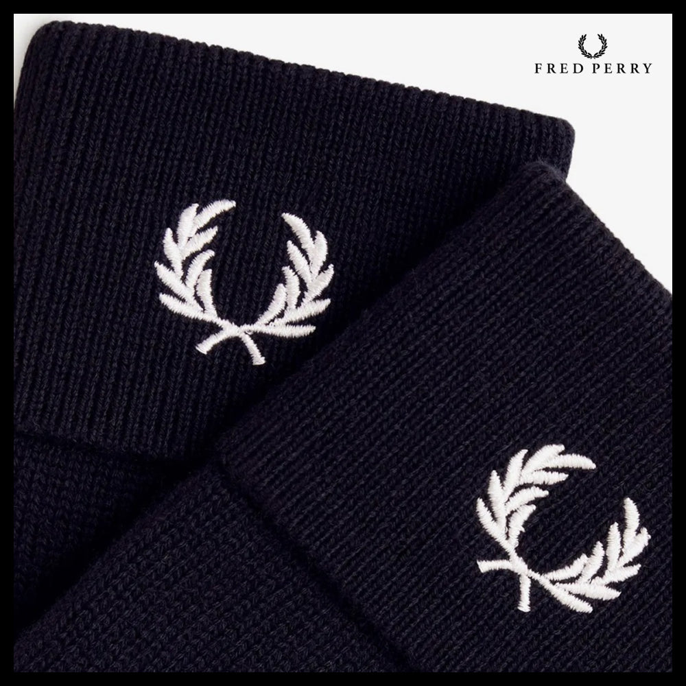 【FRED PERRY】Classic Wool Gloves Navy / Snow White