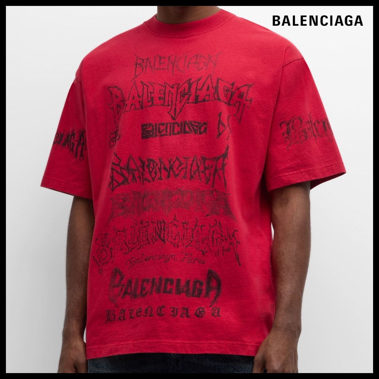 【BALENCIAGA】DIY Metal T-Shirt Large Fit Red