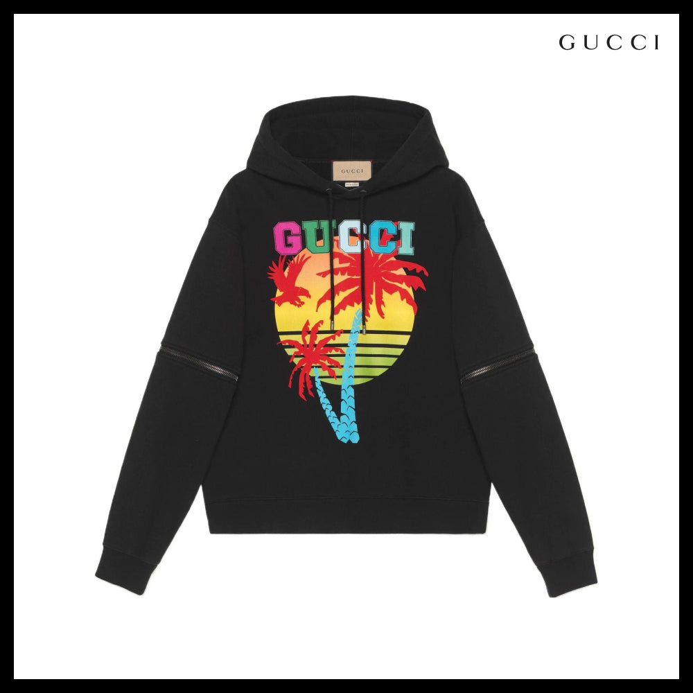 【GUCCI】Sunset Hooded Sweatshirt with Removable Sleeves