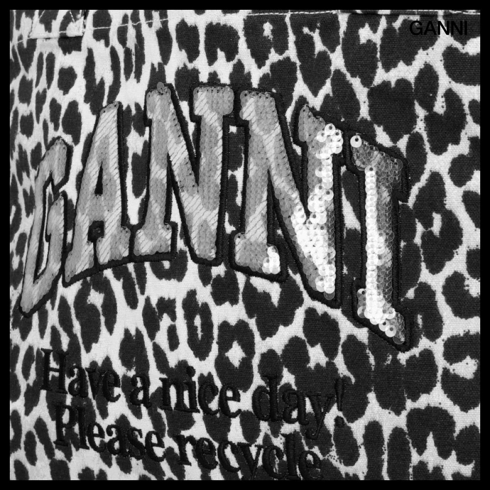 【Ganni】Leopard Print Medium Shopper Tote leopard shopper