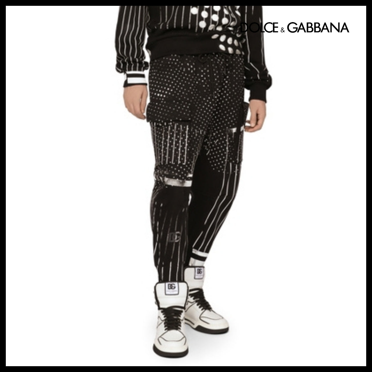 【Dolce & Gabbana】PRINTED TECHNICAL JERSEY CARGO PANTS