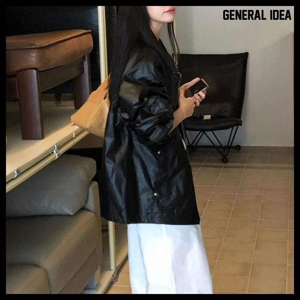 【GENERAL IDEA】Glossy Coating Jumper - Black