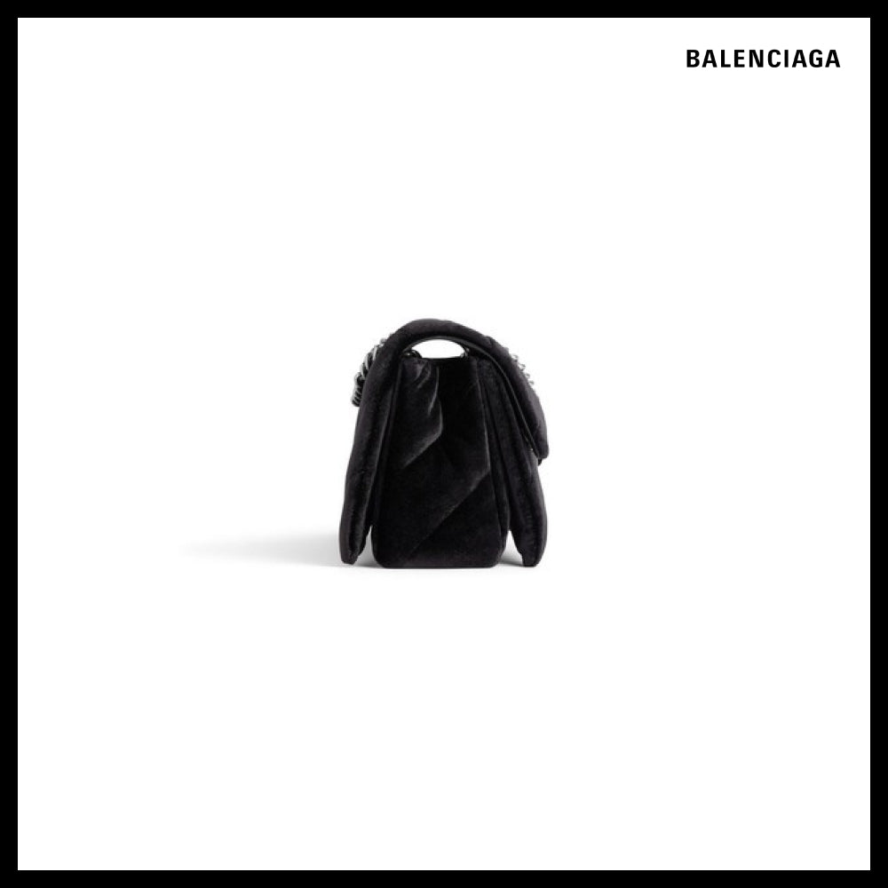 【BALENCIAGA】Crush Small Chain Bag Quilted Velvet Jersey